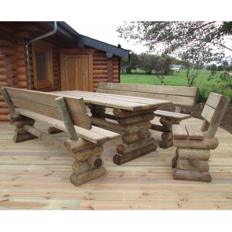 Table rectangulaire pieds en rondins 
