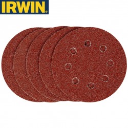 5 abrasifs pour ponceuses excentriques grain 40 IRWIN Ø 115mm