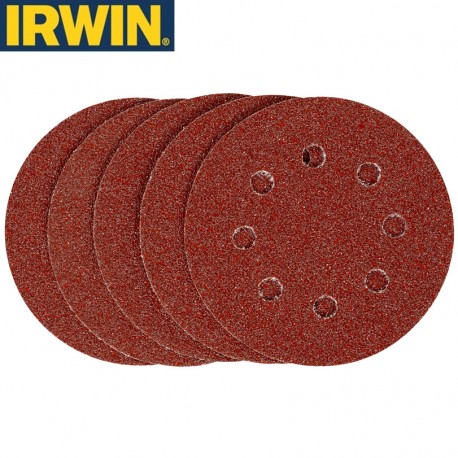 5 abrasifs pour ponceuses excentriques grain 40 IRWIN Ø 115mm