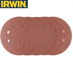 5 abrasifs pour ponceuses excentriques grain 80 IRWIN Ø 115mm