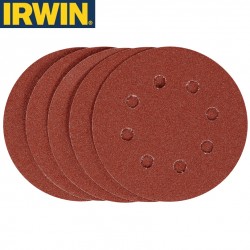 5 abrasifs pour ponceuses excentriques grain 120 IRWIN Ø 115mm