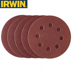 5 abrasifs pour ponceuses excentriques grain 240 IRWIN Ø 115mm