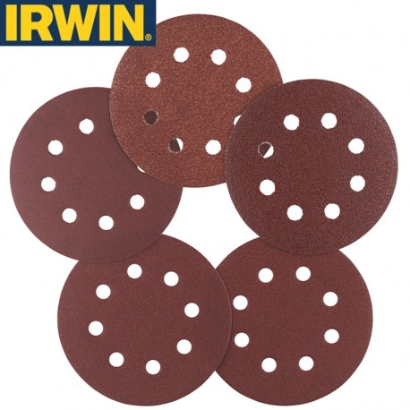 25 abrasifs pour ponceuses excentriques grains 60/80/120/180 IRWIN Ø 115mm