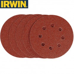 5 abrasifs pour ponceuses excentriques grain 60 IRWIN Ø 125mm