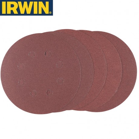 5 abrasifs pour ponceuses excentriques grain 120 IRWIN Ø 125mm