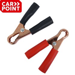 2 pinces de batterie rouge/noir Carpoint