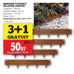 Bordure flexible en acier corten 106xH24cm 3+1 GRATUIT
